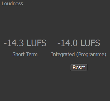 Screenshot of the Loudness Meters labels in the Broadcast Processor.